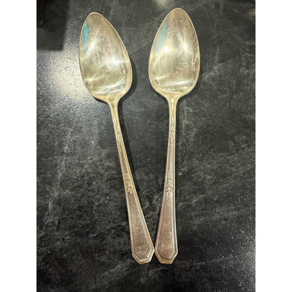 Wm Rogers & Son Mayfair 1923 Silver Plate Serving Spoon Set of2 Vintage Flatware